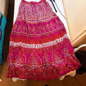 Magic Scarf Company Maxi Skirt Pink Boho Cotton